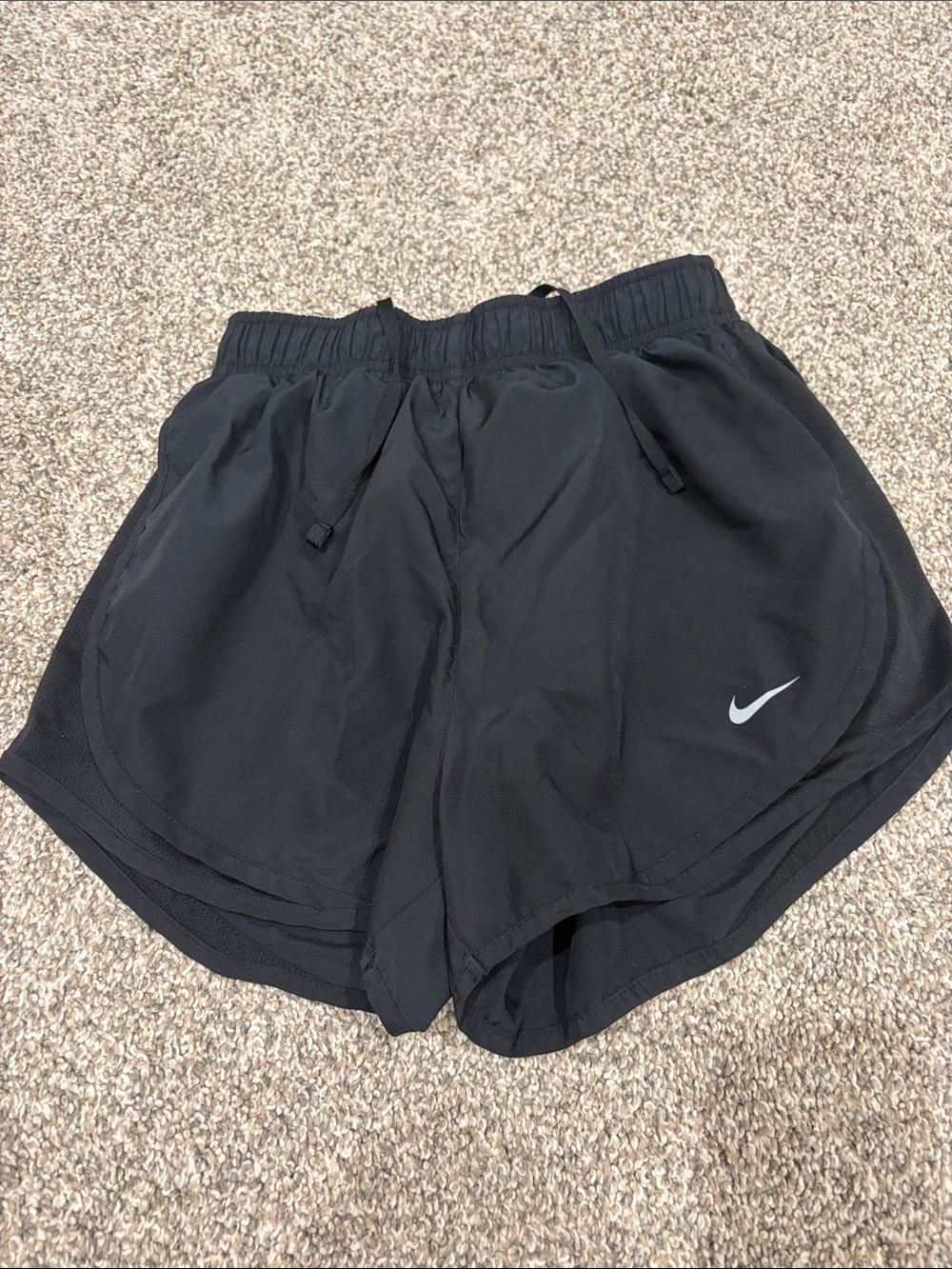 Nike Women's Black Athletic Running Shorts with White Swoosh